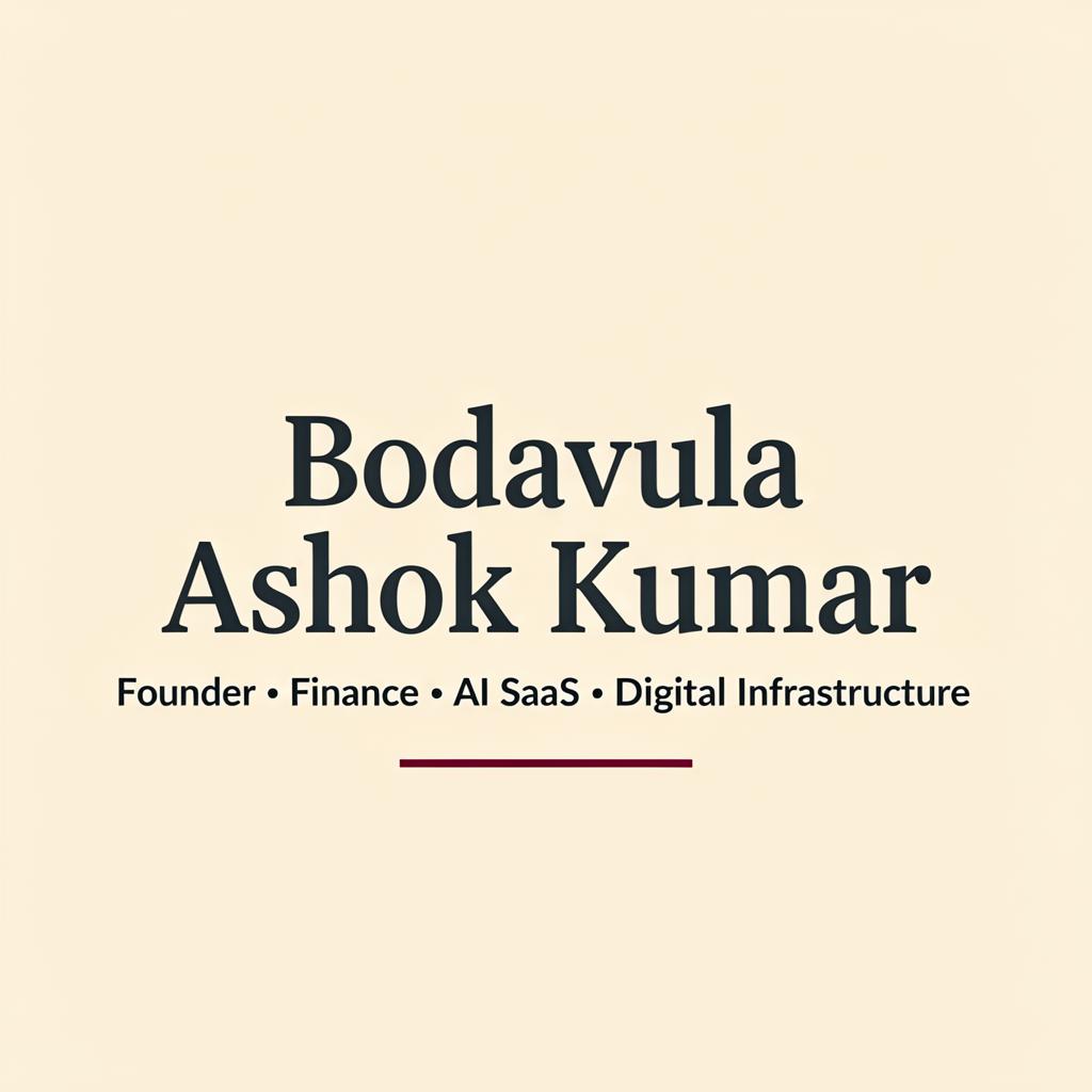 Bodavula Ashok Kumar — Founder & Managing Director across Finance, AI SaaS, and Digital Infrastructure ventures in India